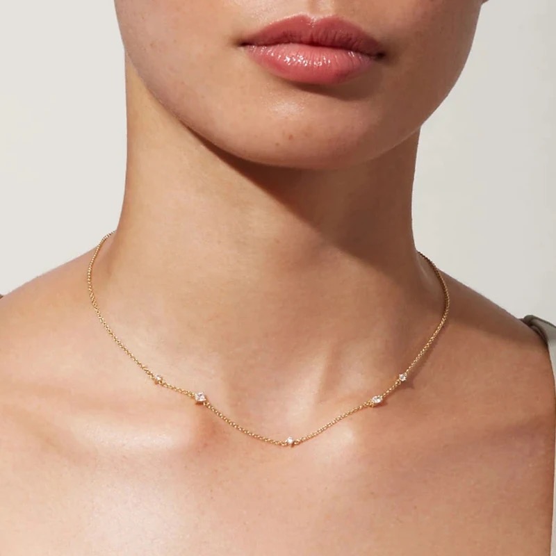 Halskette „Theos“ (18K vergoldet, 925 Silber, Zirkonia)